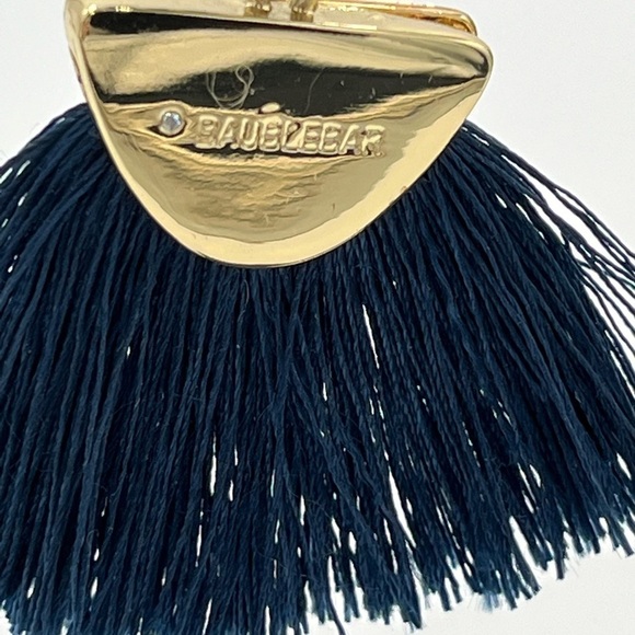 Baublebar Blue/White Ball with Blue Fringe Nautical Mamba Statement Earrings 3” - Picture 11 of 13